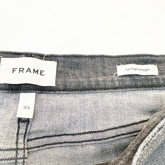 Frame Le High Straight Bosworth LHSTRA134 Charcoal Gray Denim Jeans SIze 33 - Picture 6 of 8